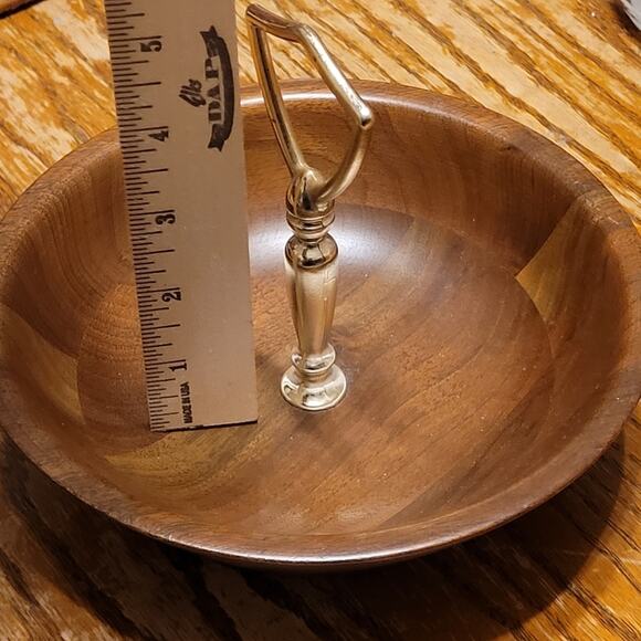 Vintage J B Deere Cedarcraft Walnut And Brass Serving Bown Nuts Catch All - Picture 3 of 7